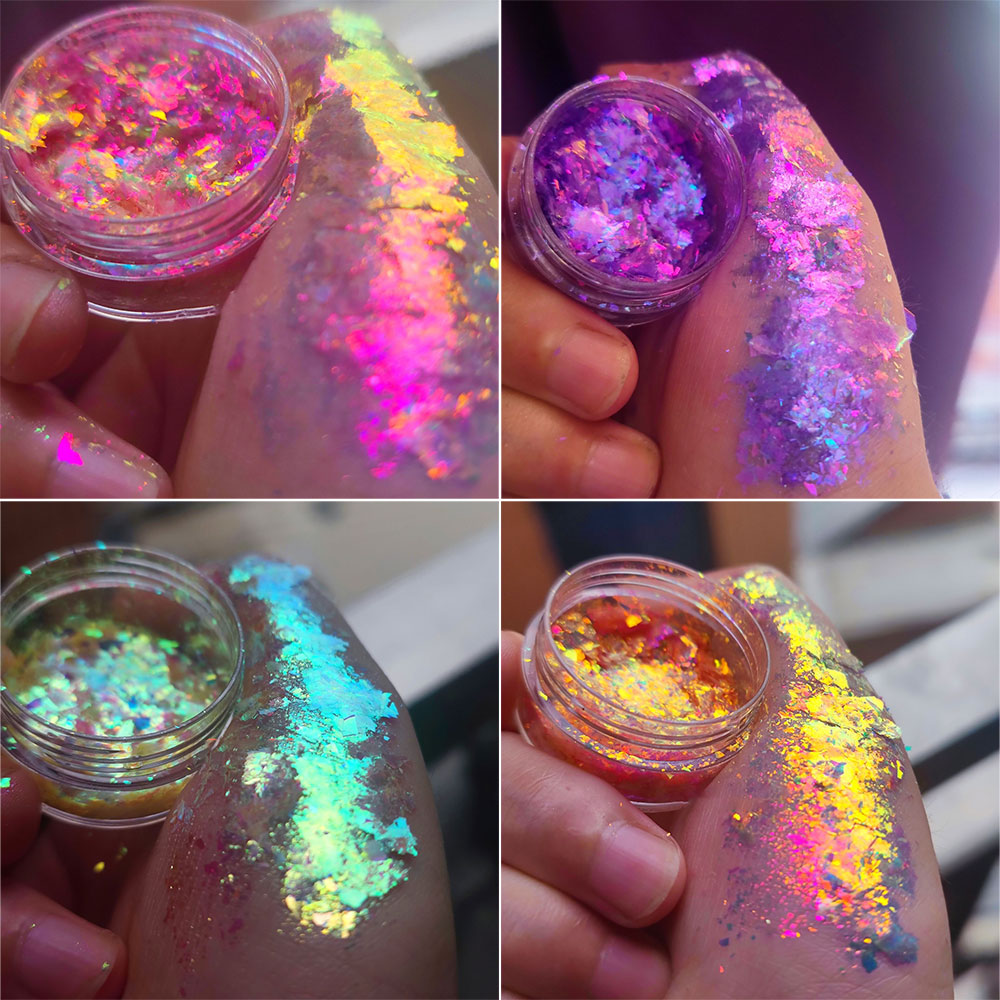 Sparkly Chameleon Nail Opal Fl - Nail Glitter Chrome ulasan dan harga