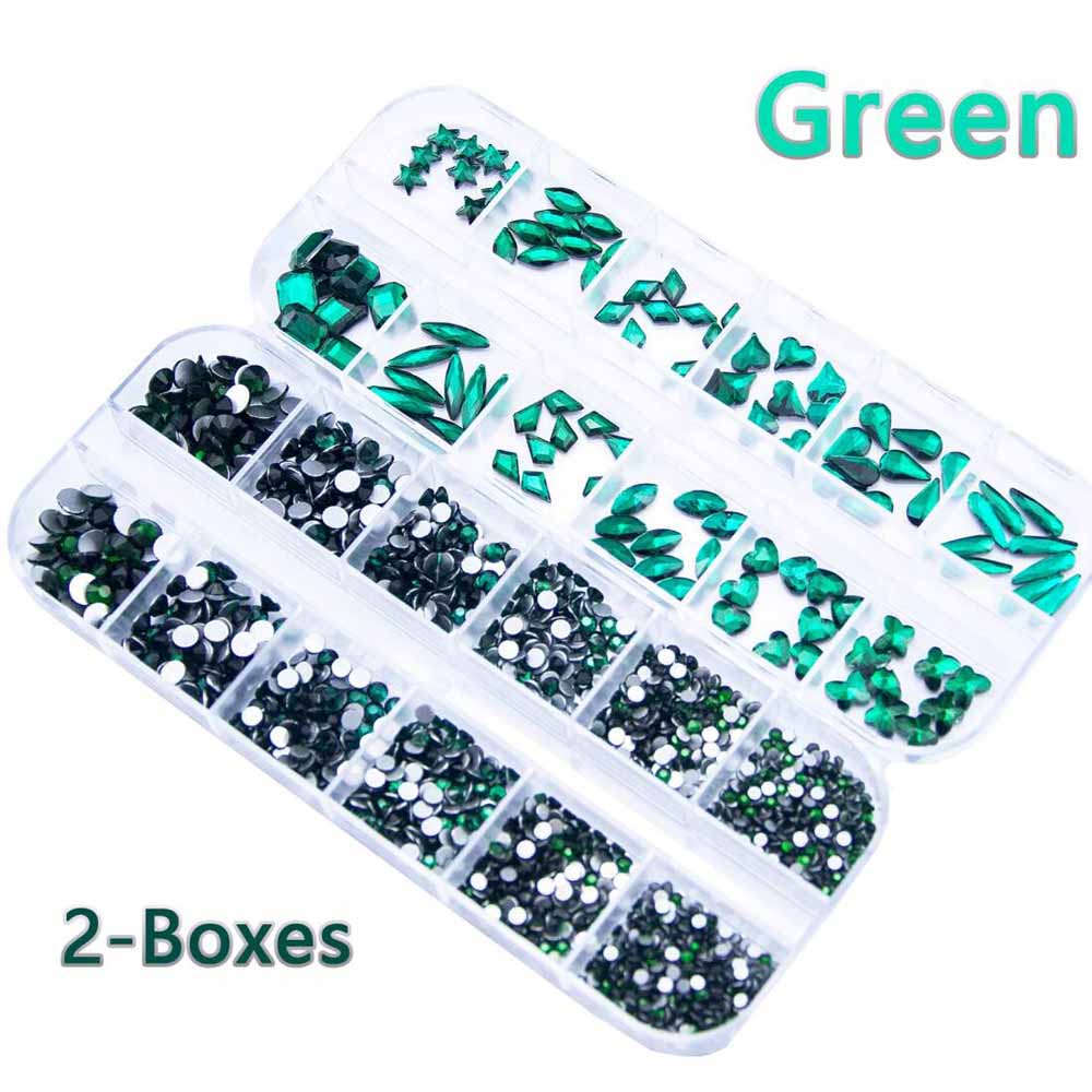 2Boxes Emerald Green Nail Rhin - Nail Art Emerald Green ulasan dan harga