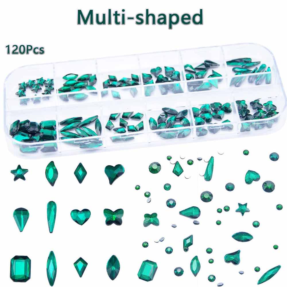 2Boxes Emerald Green Nail Rhin - Nail Art Emerald Green ulasan dan harga
