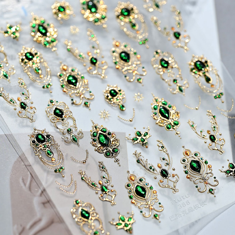 5D Embossed Emerald Gemstones  - Nail Art Emerald Green ulasan dan harga