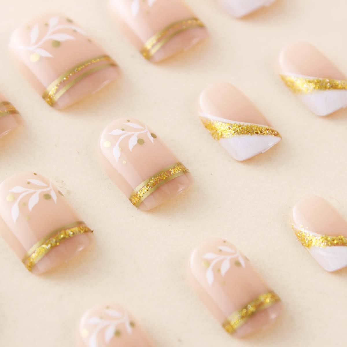 Nude Short Square Press On Nai - Nail Art Glitter ulasan dan harga