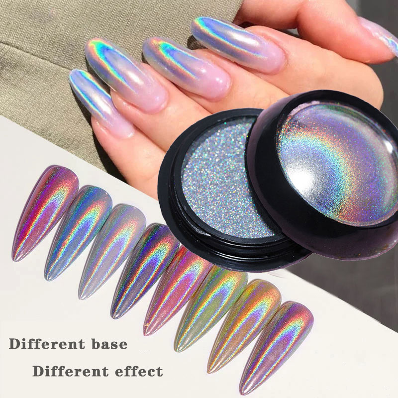 6 Colors Chrome Laser Nail Pow - Nail Glitter Chrome ulasan dan harga