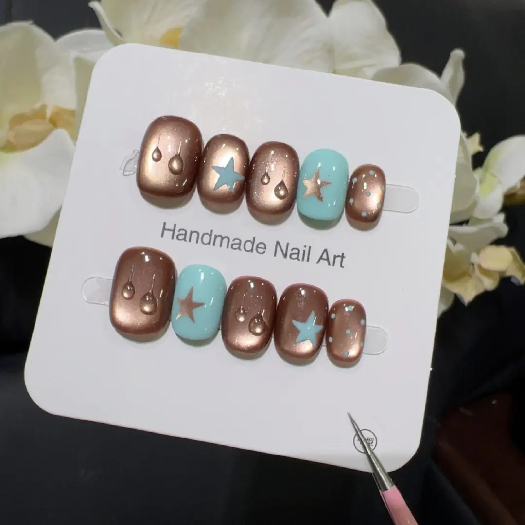 10pcs high-end Small brown wat - Nail Art French Nails ulasan dan harga