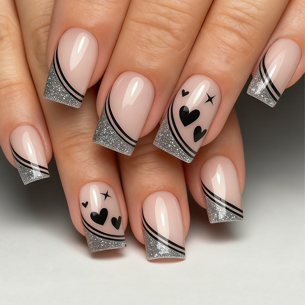 Short Square fake nails for wo - Nail Art Glitter ulasan dan harga