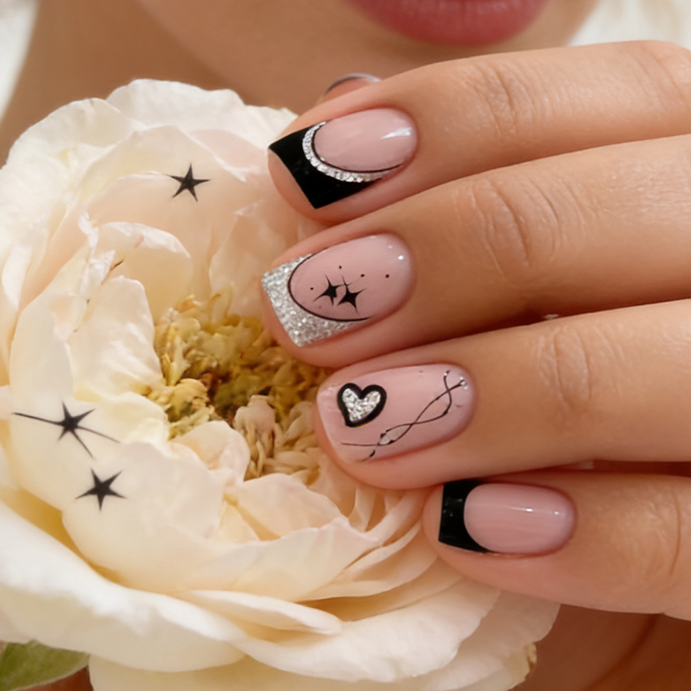 Short Square fake nails for wo - Nail Art Glitter ulasan dan harga