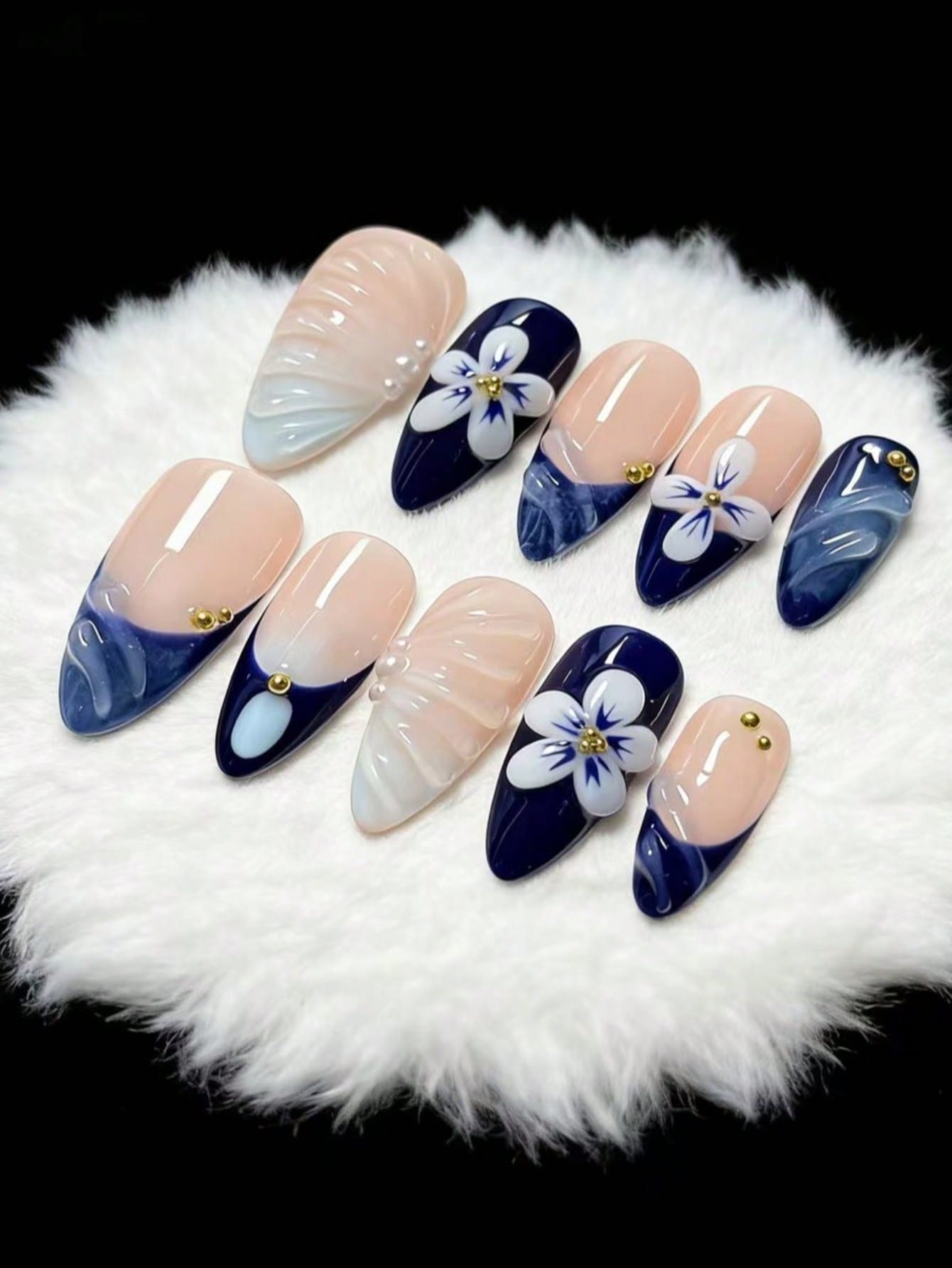 10-Piece Set of Embossed Wave- - Nail Art French Nails ulasan dan harga