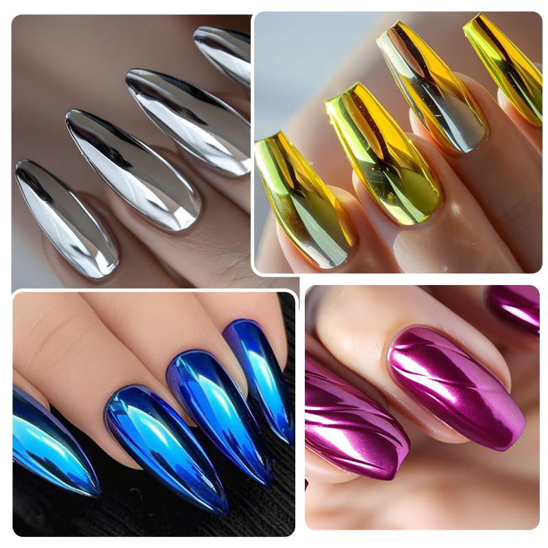 Metallic Gold Silver Mirror Po - Nail Glitter Chrome ulasan dan harga