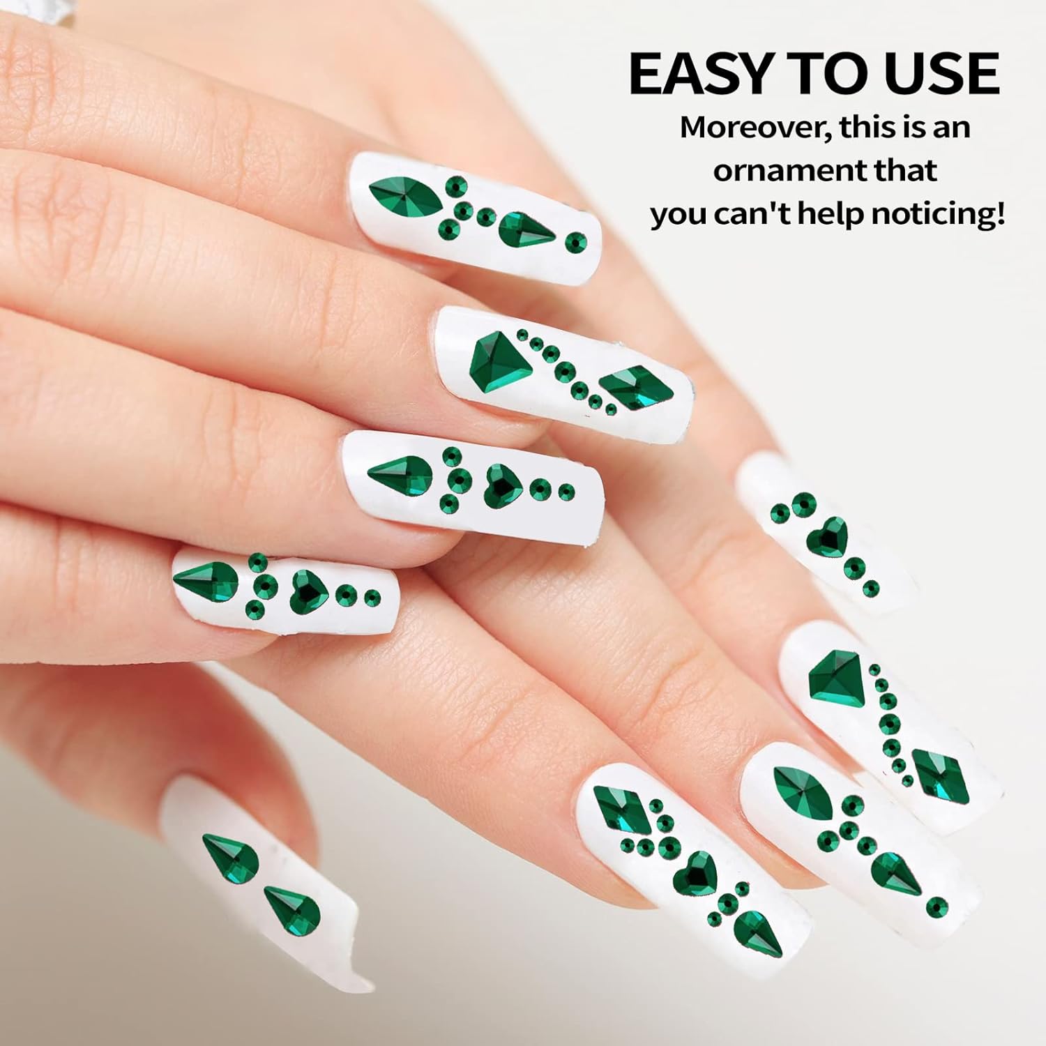12 Grids Emerald Flatback Nail - Nail Art Emerald Green ulasan dan harga