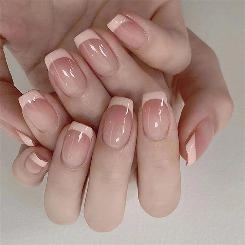 24Pcs/Set Short French Minimal - Nail Art French Nails ulasan dan harga