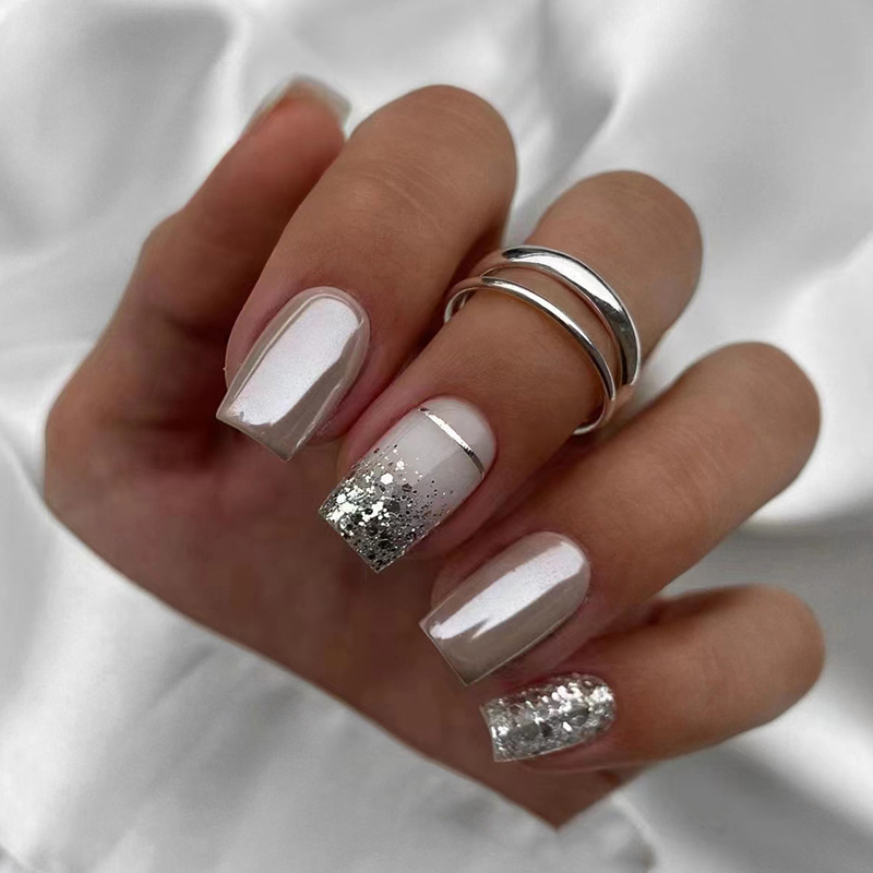 Short Square fake nails for wo - Nail Art Glitter ulasan dan harga