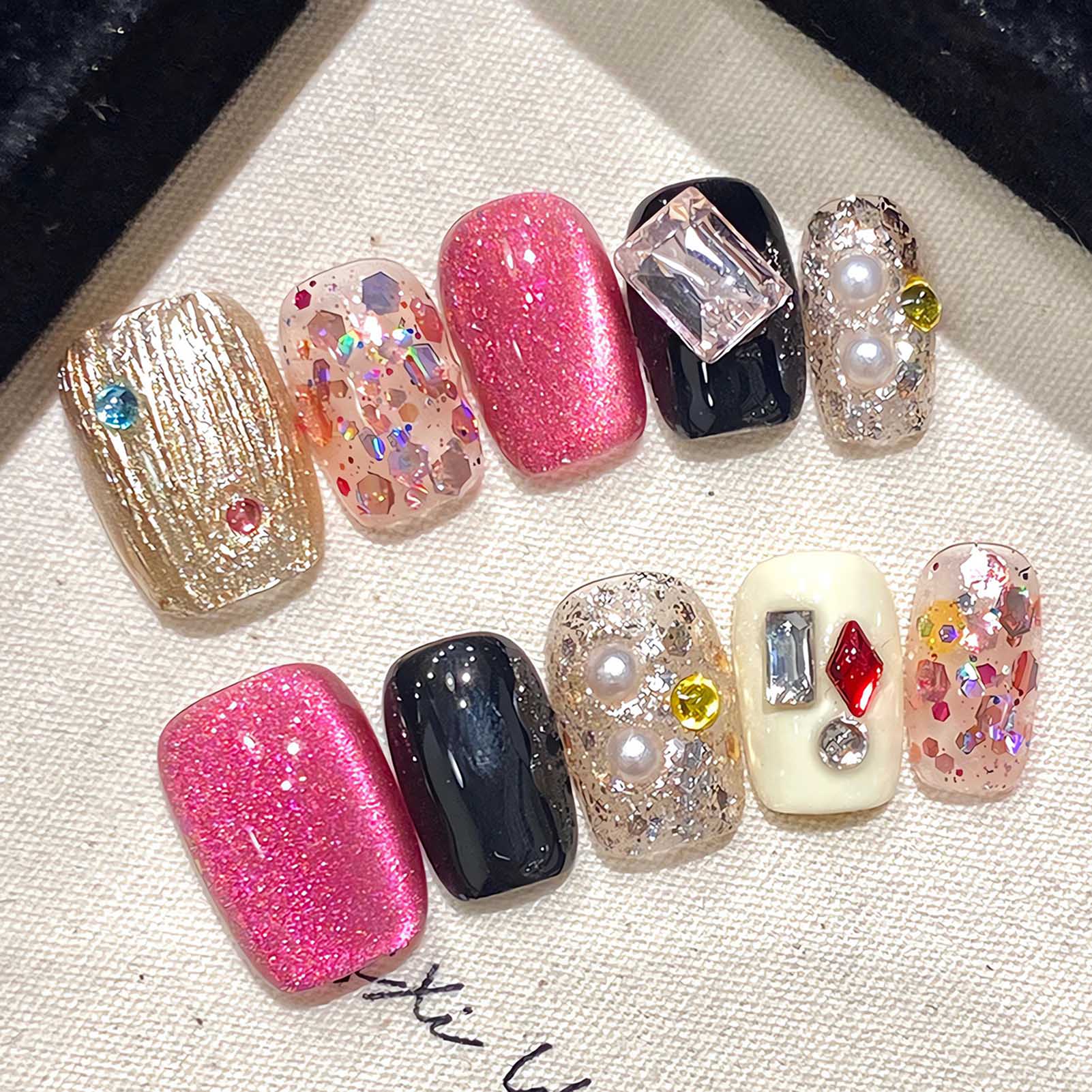 Handmade Press on Nails Glitte - Nail Art Glitter ulasan dan harga