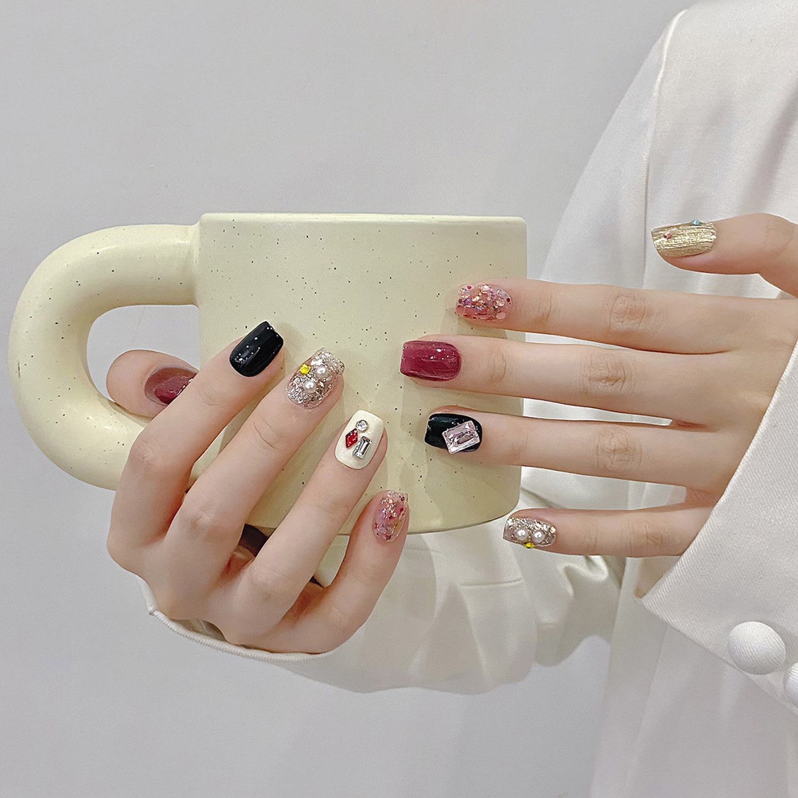 Handmade Press on Nails Glitte - Nail Art Glitter ulasan dan harga