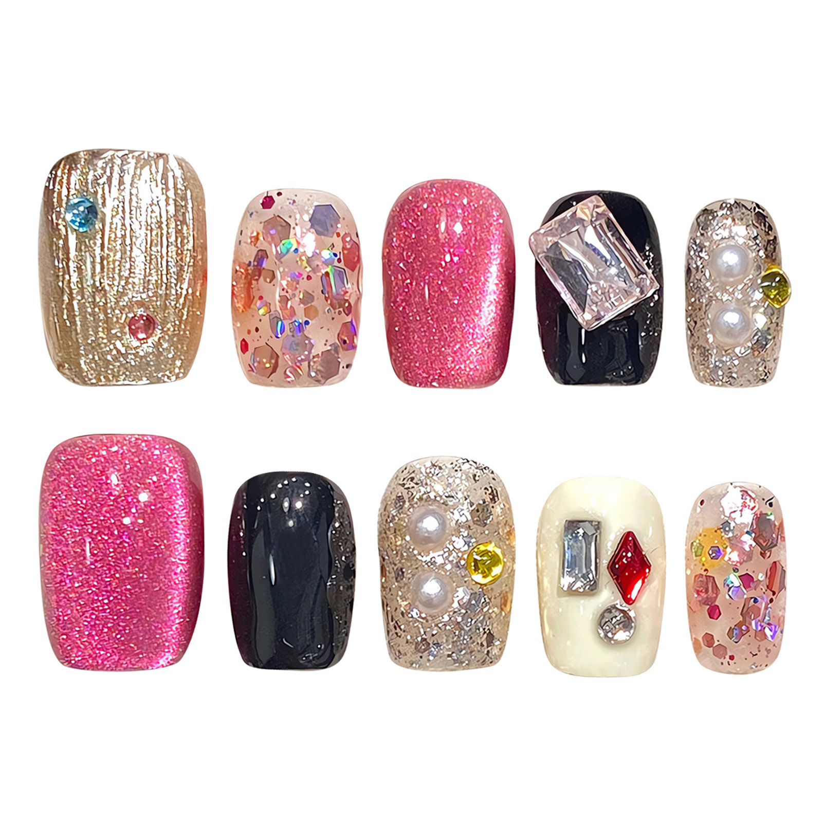 Handmade Press on Nails Glitte - Nail Art Glitter ulasan dan harga