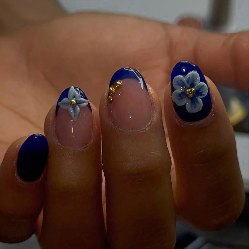 24pcs Short Oval 3D Gel Nail S - Nail Art French Nails ulasan dan harga