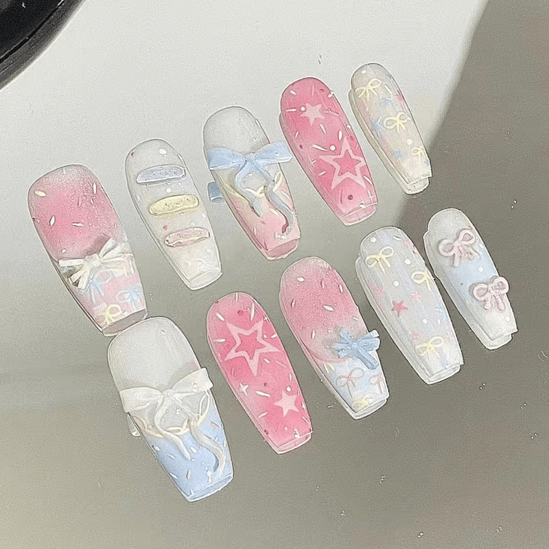 10Pcs French Sweet Cool Light  - Nail Art French Nails ulasan dan harga