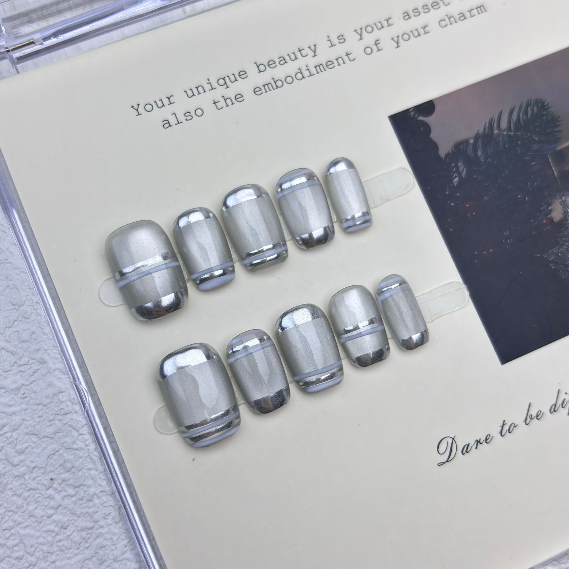 10pcs Aurora Chrome Press on N - Nail Glitter Chrome ulasan dan harga