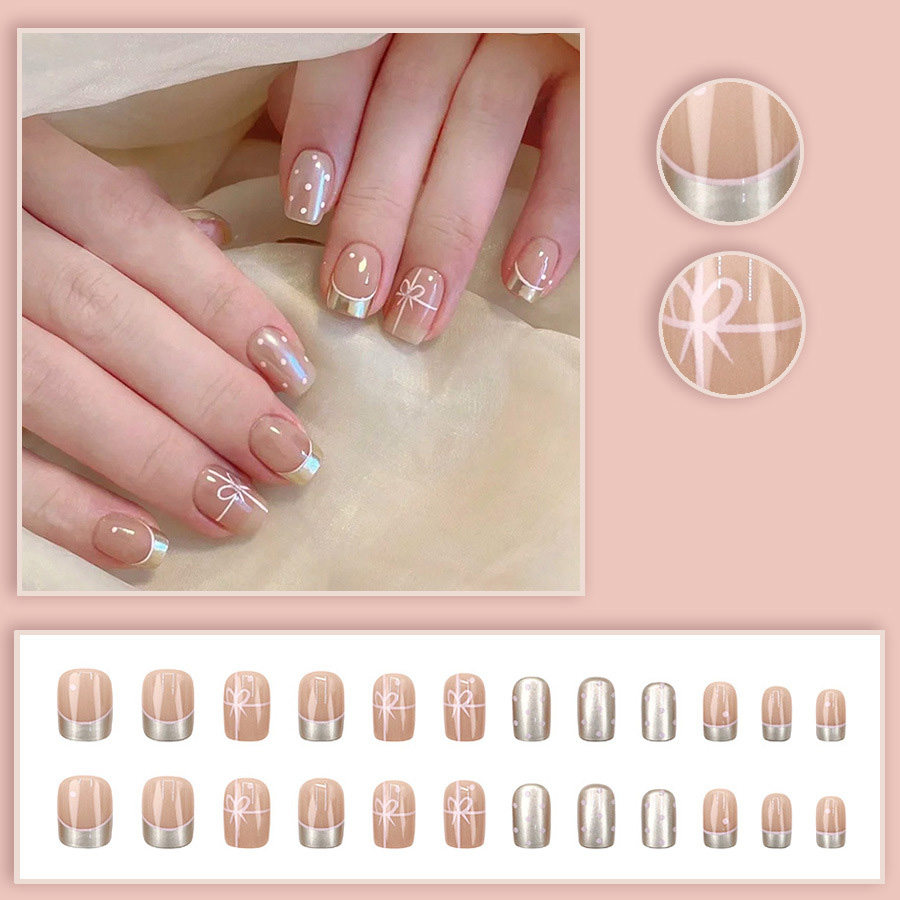 Short Square fake nails for wo - Nail Art French Nails ulasan dan harga