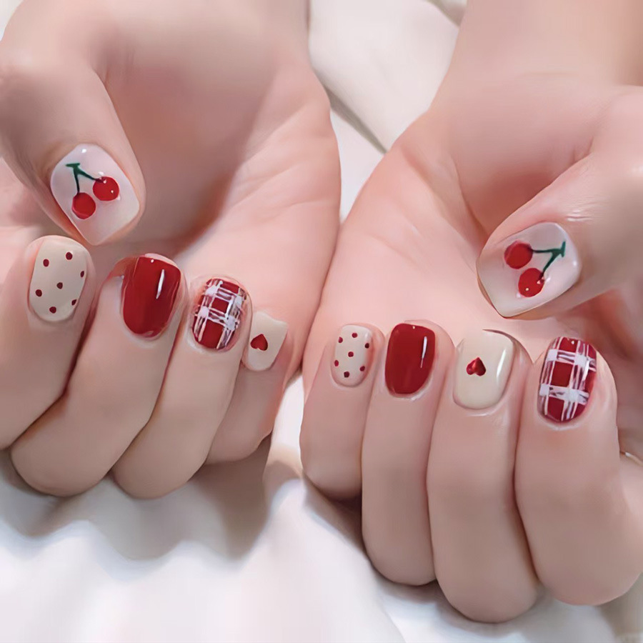 Short Square fake nails for wo - Nail Art French Nails ulasan dan harga