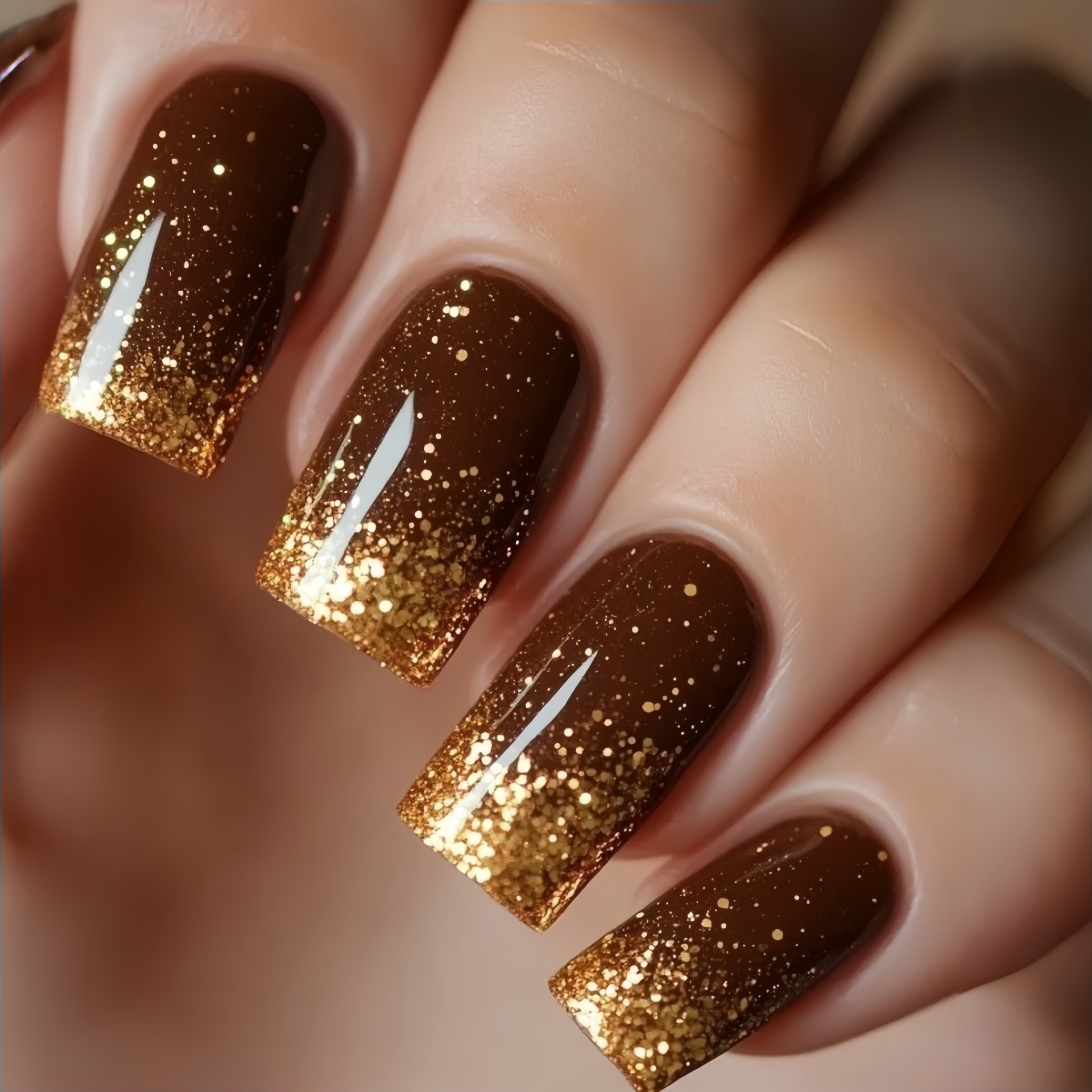 Short Medium fake nails Gradie - Nail Art Glitter ulasan dan harga