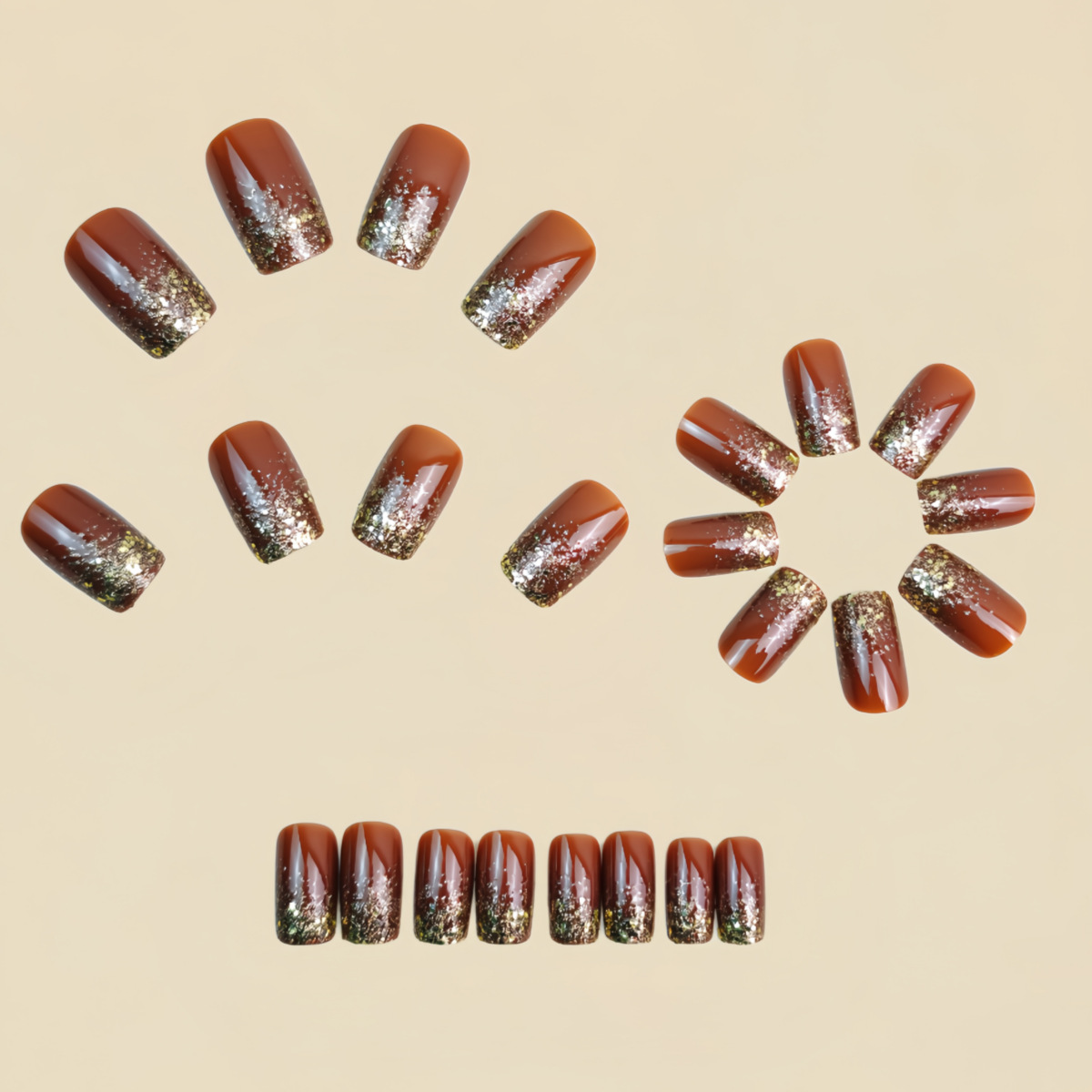 Short Medium fake nails Gradie - Nail Art Glitter ulasan dan harga