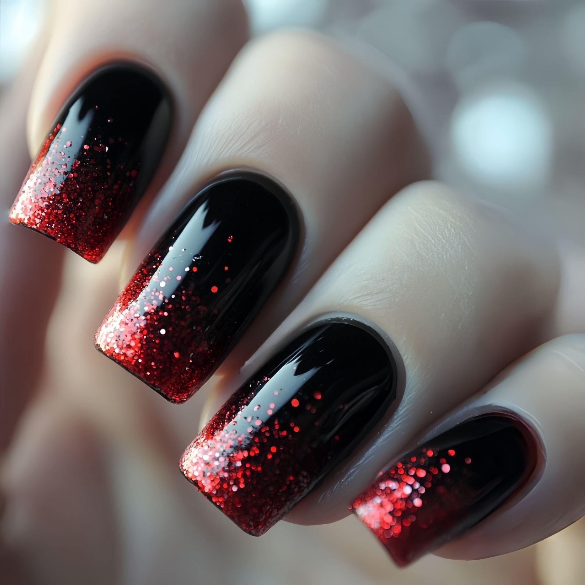 Short Medium fake nails Gradie - Nail Art Glitter ulasan dan harga