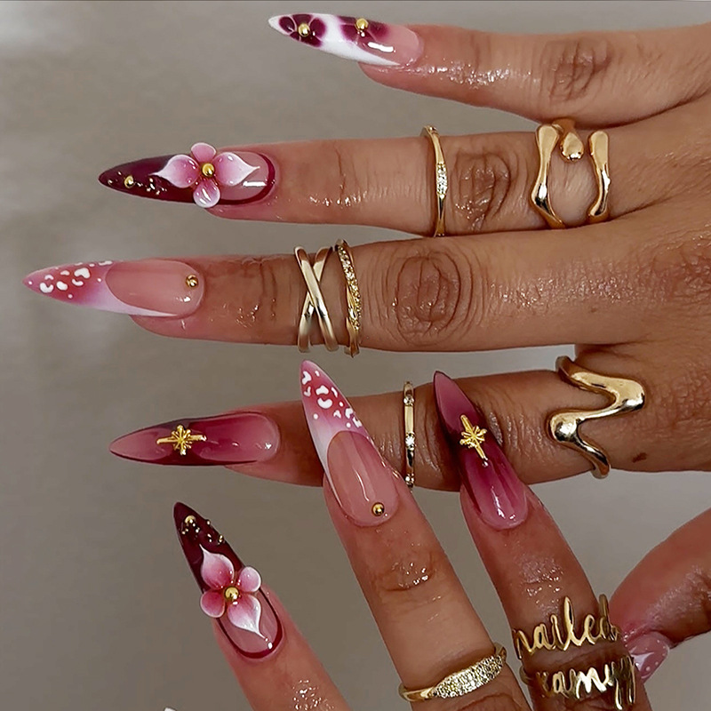 24Pcs French Blush Pink Design - Nail Art French Nails ulasan dan harga