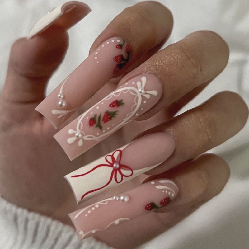 24pcs Flower Press on Nails Ar - Nail Art French Nails ulasan dan harga