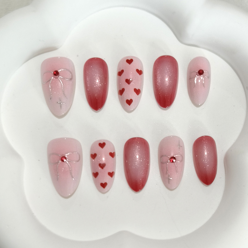 10Pcs Sweet Cute Heart-shaped  - Nail Art French Nails ulasan dan harga