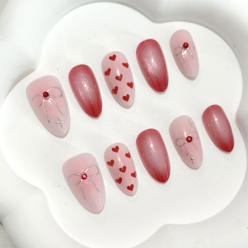 10Pcs Sweet Cute Heart-shaped  - Nail Art French Nails ulasan dan harga