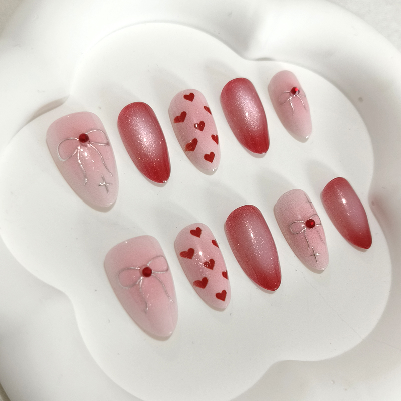 10Pcs Sweet Cute Heart-shaped  - Nail Art French Nails ulasan dan harga