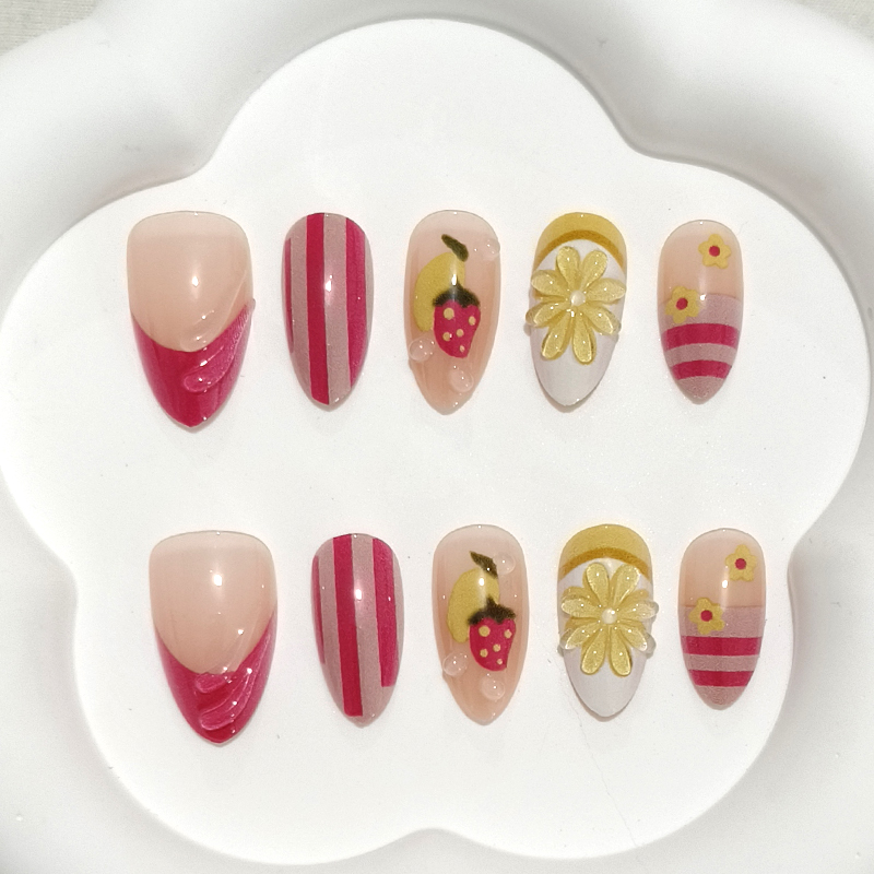 10Pcs Sweet Cute Heart-shaped  - Nail Art French Nails ulasan dan harga